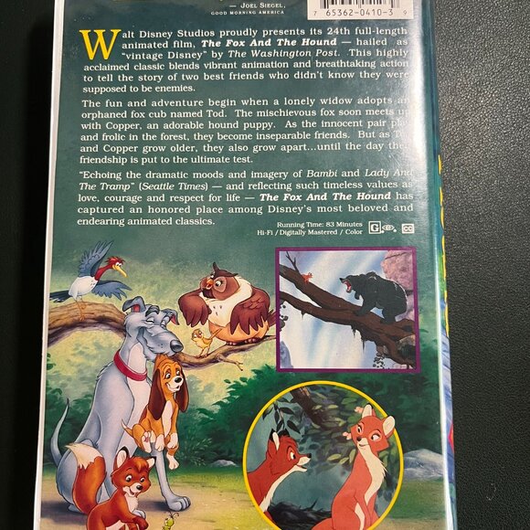 Disney’s The Fox and the Hound VHS Black Diamond Edition #2041-1 First Pressing - Picture 2 of 6